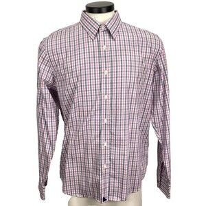 Untuckit Shirt Men's Large Slim Fit Check Cotton Button Up Dress Casual Work